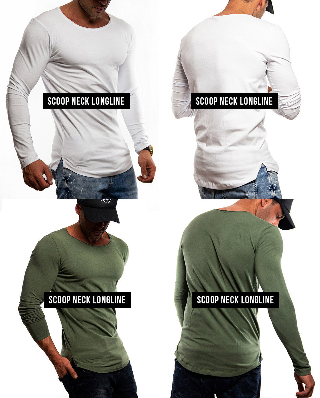 Bundle 3 Men’s Long Sleeve Shirts - Army Green, Beige, White