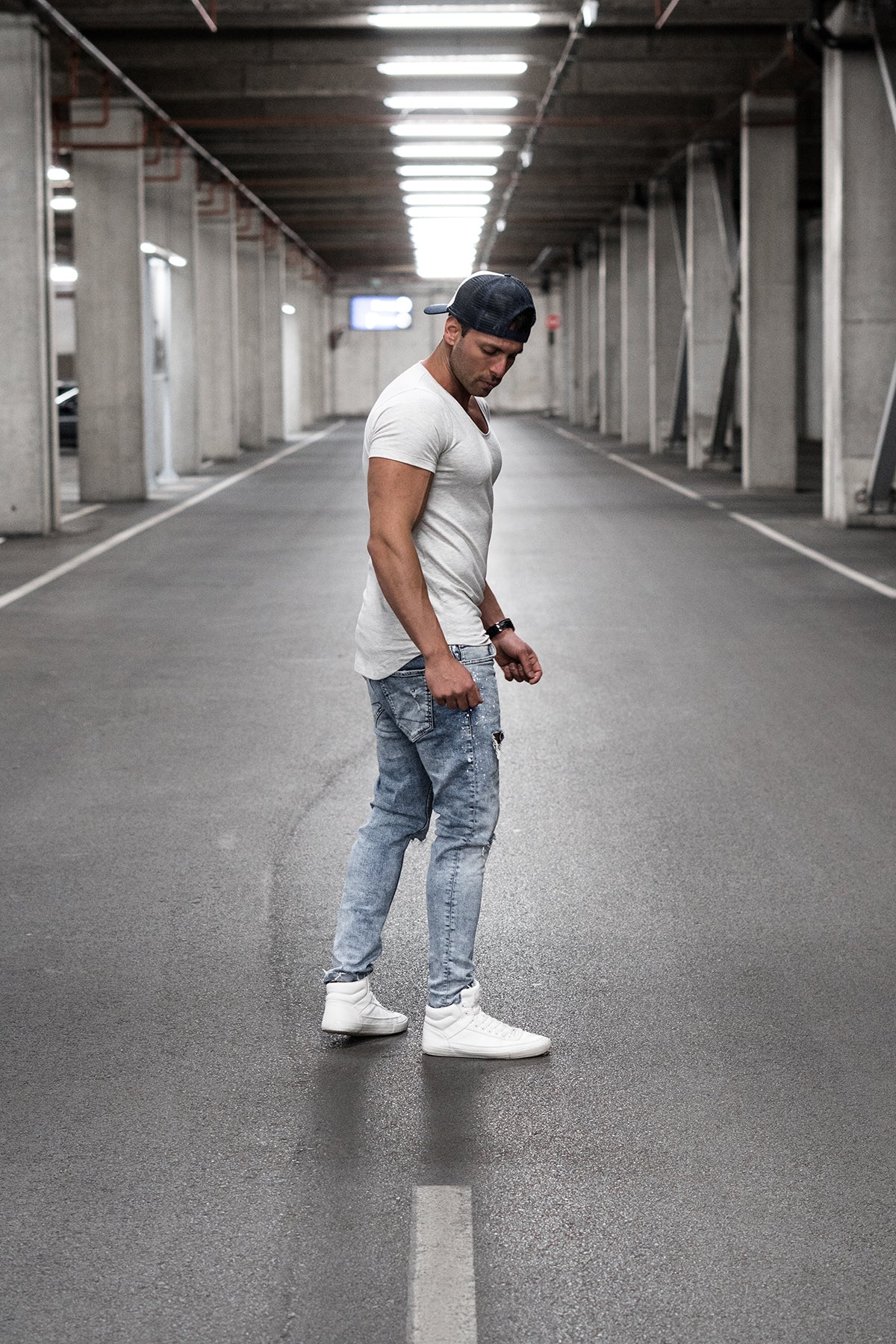 Bundle 3 Men’s Scoop Neck T-shirts - White, Ecru Melange and Black