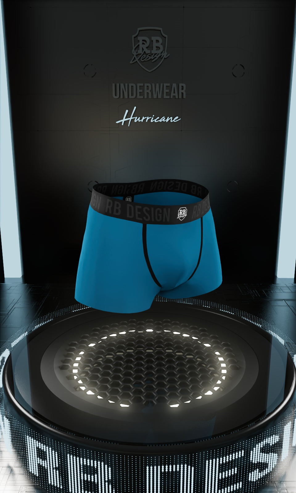 Men's Ocean Blue Boxer Briefs "HURRICANE"