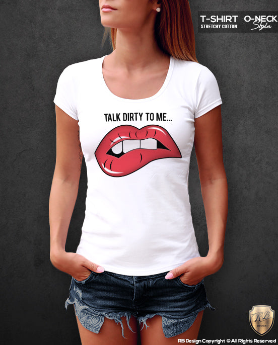 Talk Dirty To Me Ladies Lips T-shirt Funny Slogan Tank Top WD047