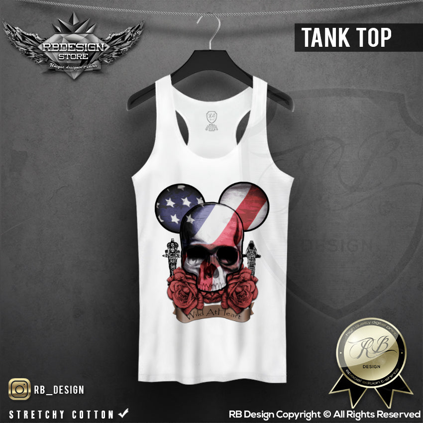 Mickey Skull Women T-shirt USA Flag RB Design Tank Top WD106