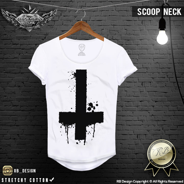 black cross mens scoop neck tees
