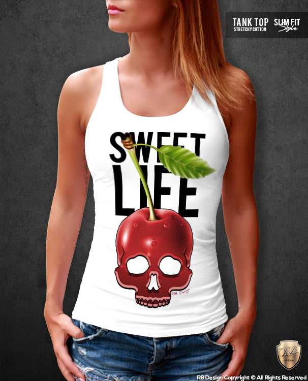 rb design cherry skull tank top