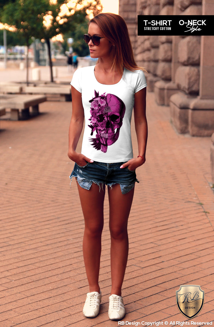 flowers skull tee shirts