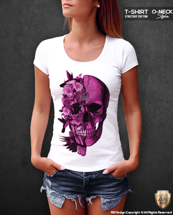 flowers skull t shirts