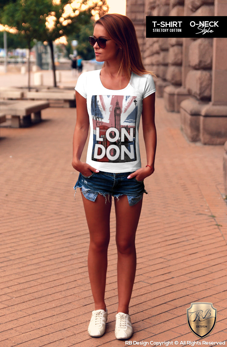 Women's London T-shirt UK Flag Big Ben Ladies Tank Top WD238