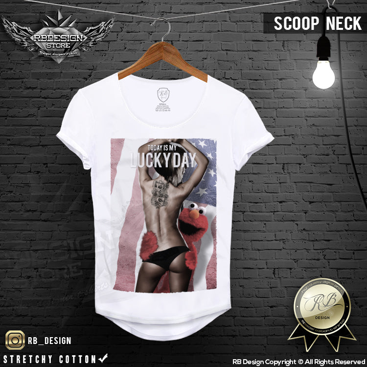mens sexy girls scoop neck tees