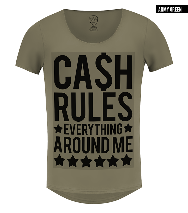 khaki scoop neck fashion tee shirt