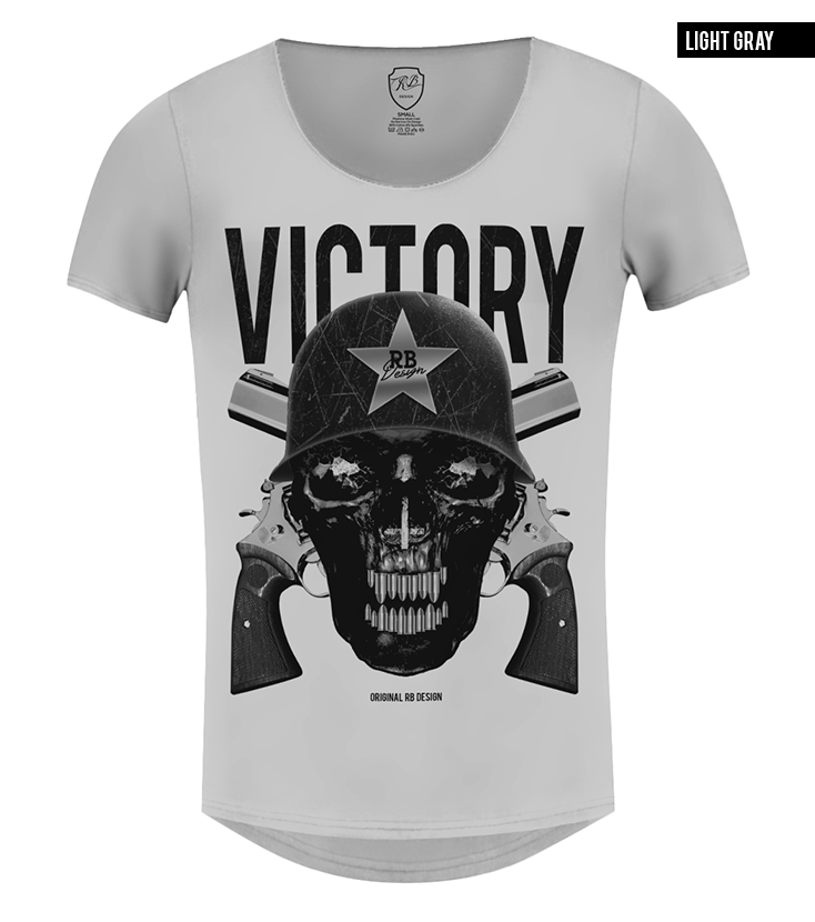 rb design gray mens t-shirt skull