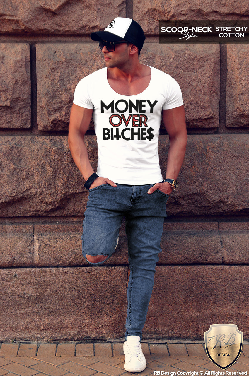 muscle fit t-shirt money over bitches