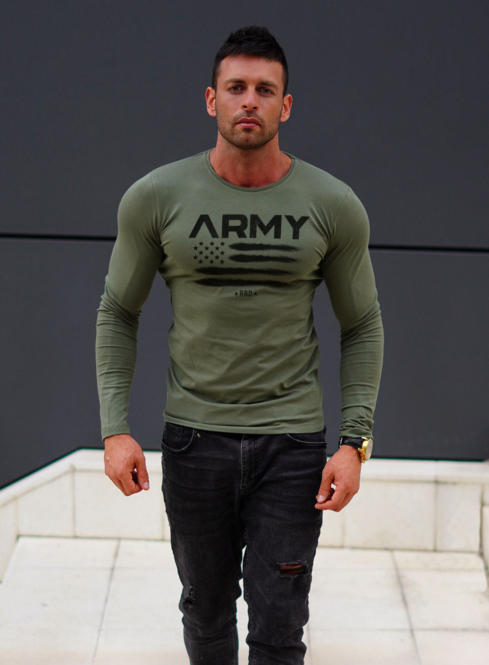 Mens Long Sleeve T-shirt "ARMY" MD711