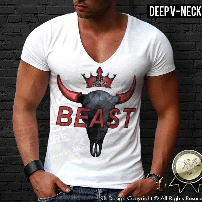 deep v neck Buffalo skull tee