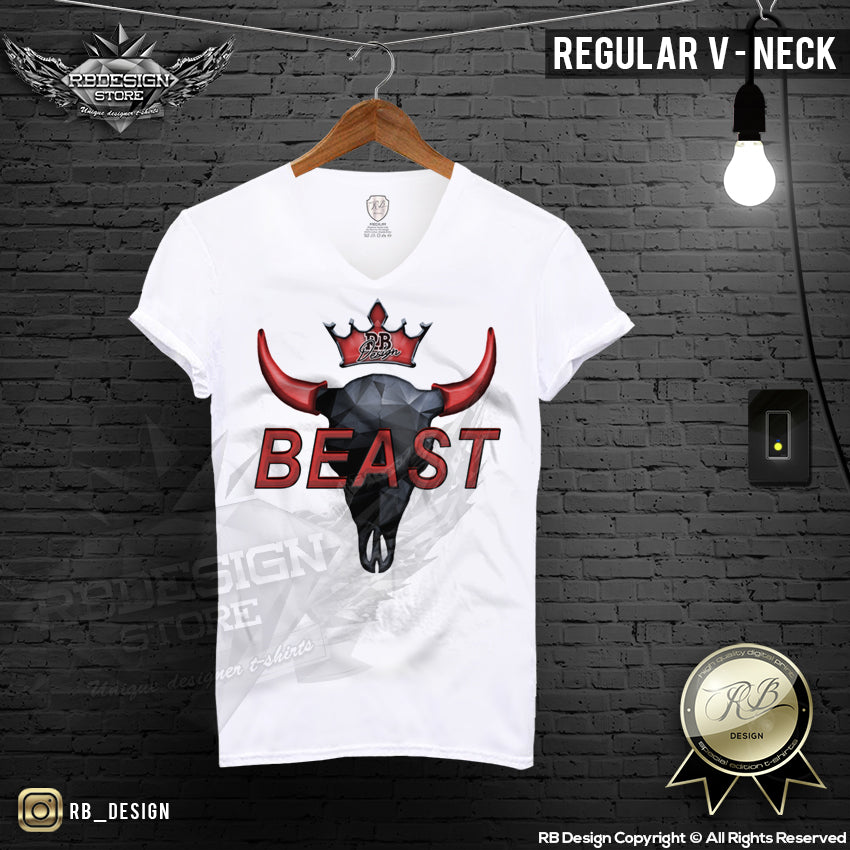 v neck abstract skull tees