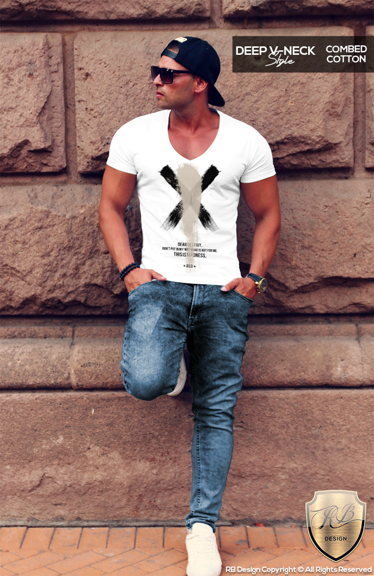 Men's T-shirt Destiny Slogan Scoop Neck Painting FX MD818