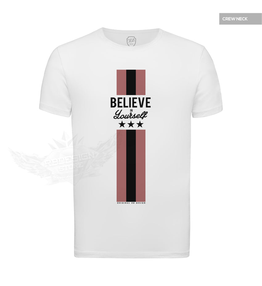 Mens Casual White T-shirt "Believe in Yourself" MD856