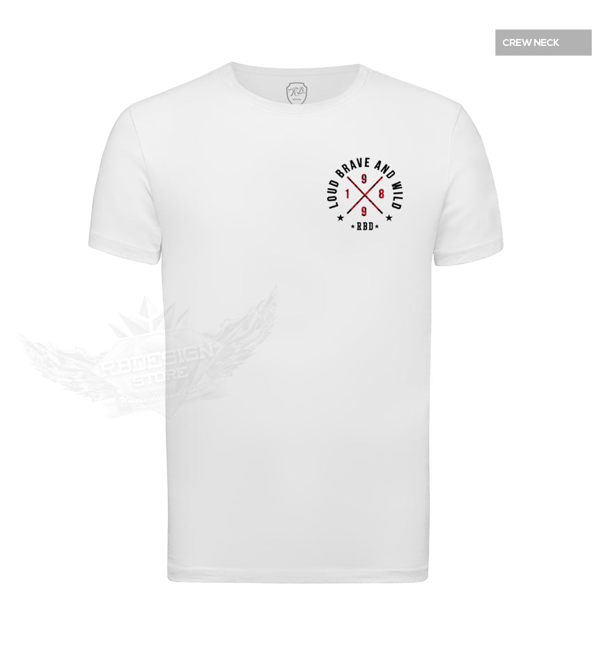 Men's White T-shirt Loud Brave and Wild Pocket Style RED MD871RP