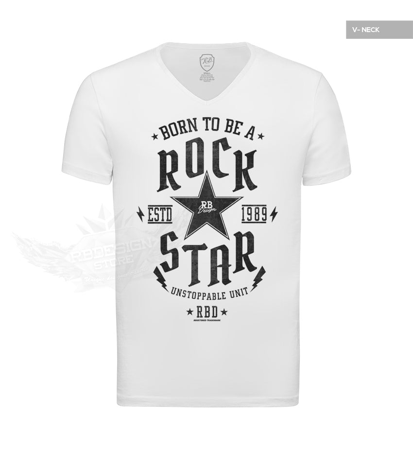 Mens White T-shirt Born To Be a Rock Star MD873