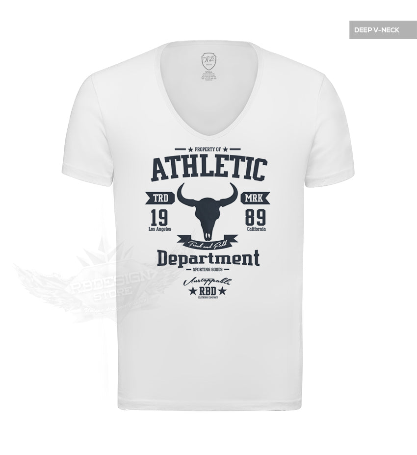 Men's Stylish White T-shirt "Unstoppable" Bull Skull Graphic Tee MD889B