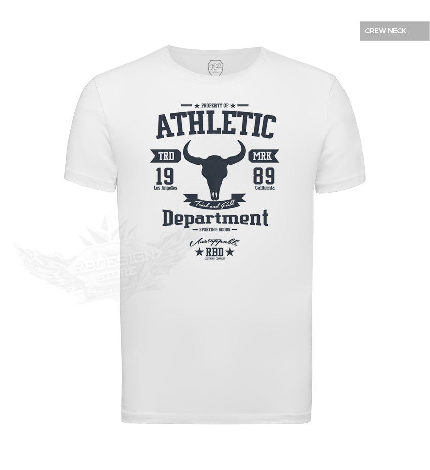 Men's Stylish White T-shirt "Unstoppable" Bull Skull Graphic Tee MD889B