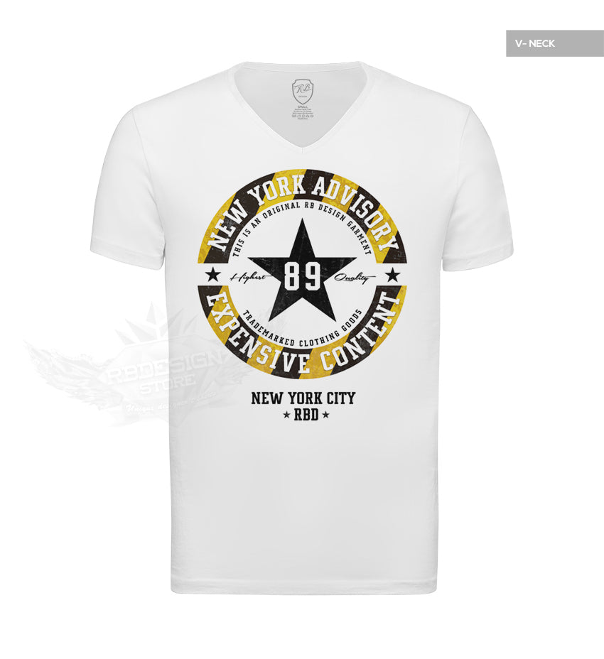 Street Fashion Mens White T-shirt NY Advisory Urban Style MD891