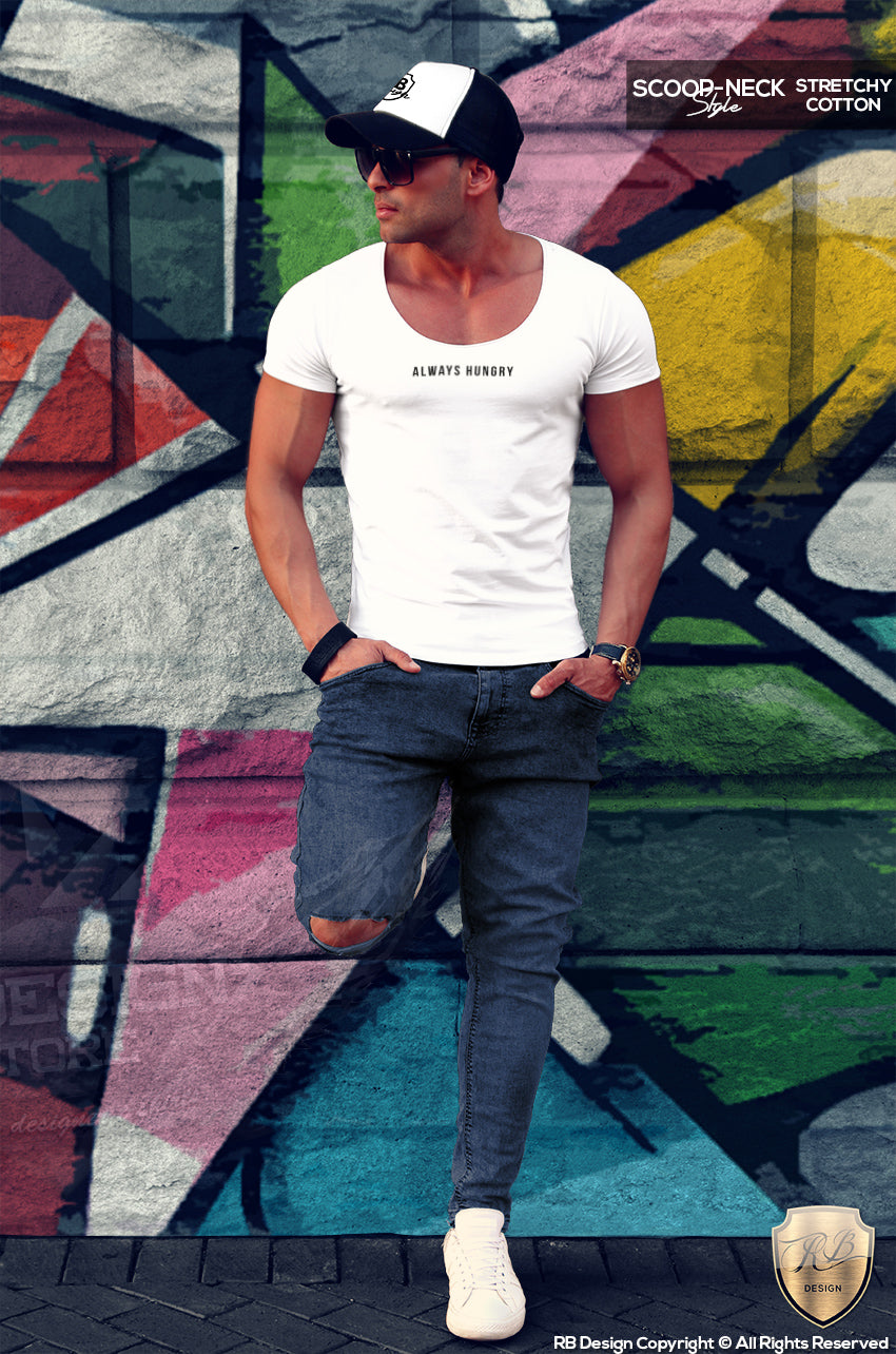 Casual Men's T-shirt ALWAYS HUNGRY Saying Street Fashion Tee MD916