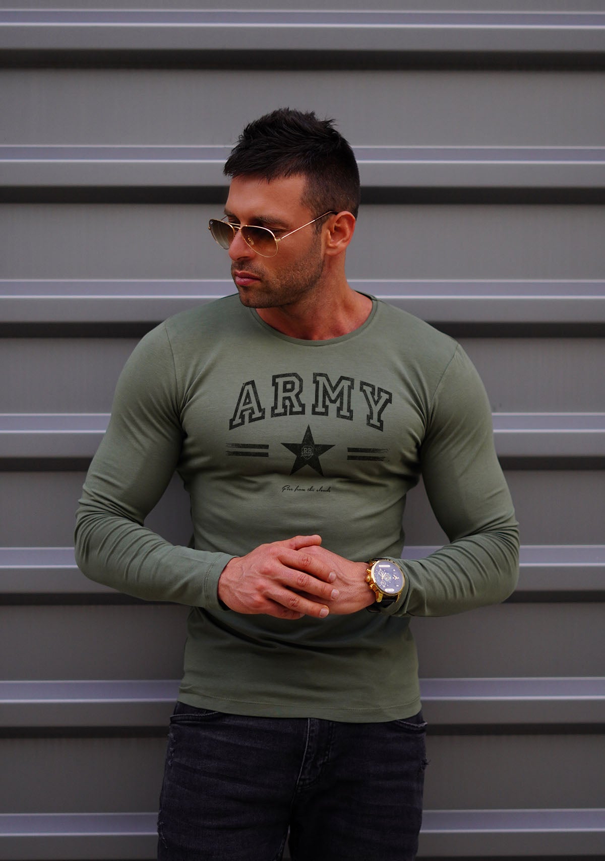 Mens Long Sleeve T-shirt "ARMY" MD944