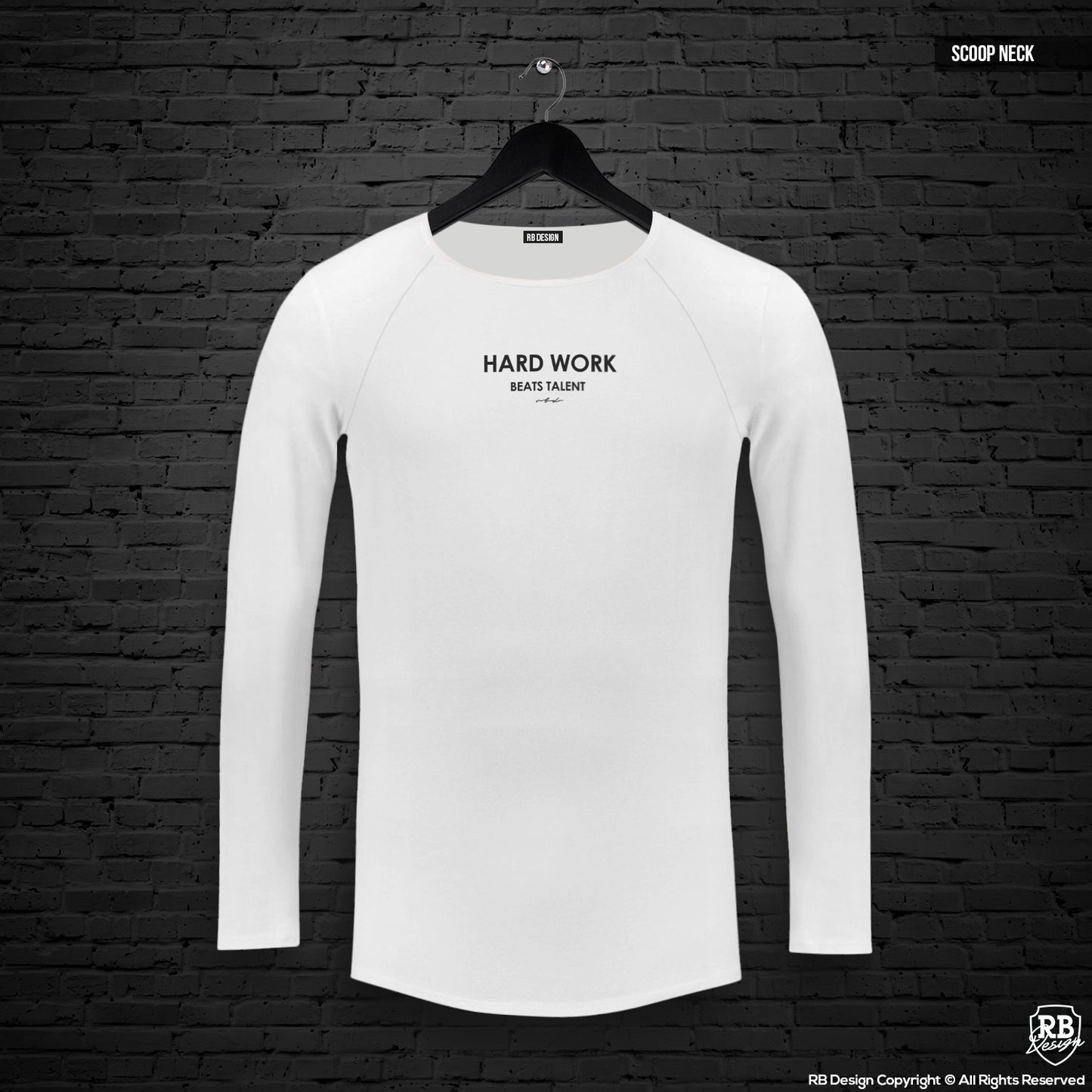 Mens Long Sleeve T-shirt "Hard work beats talent" MD970