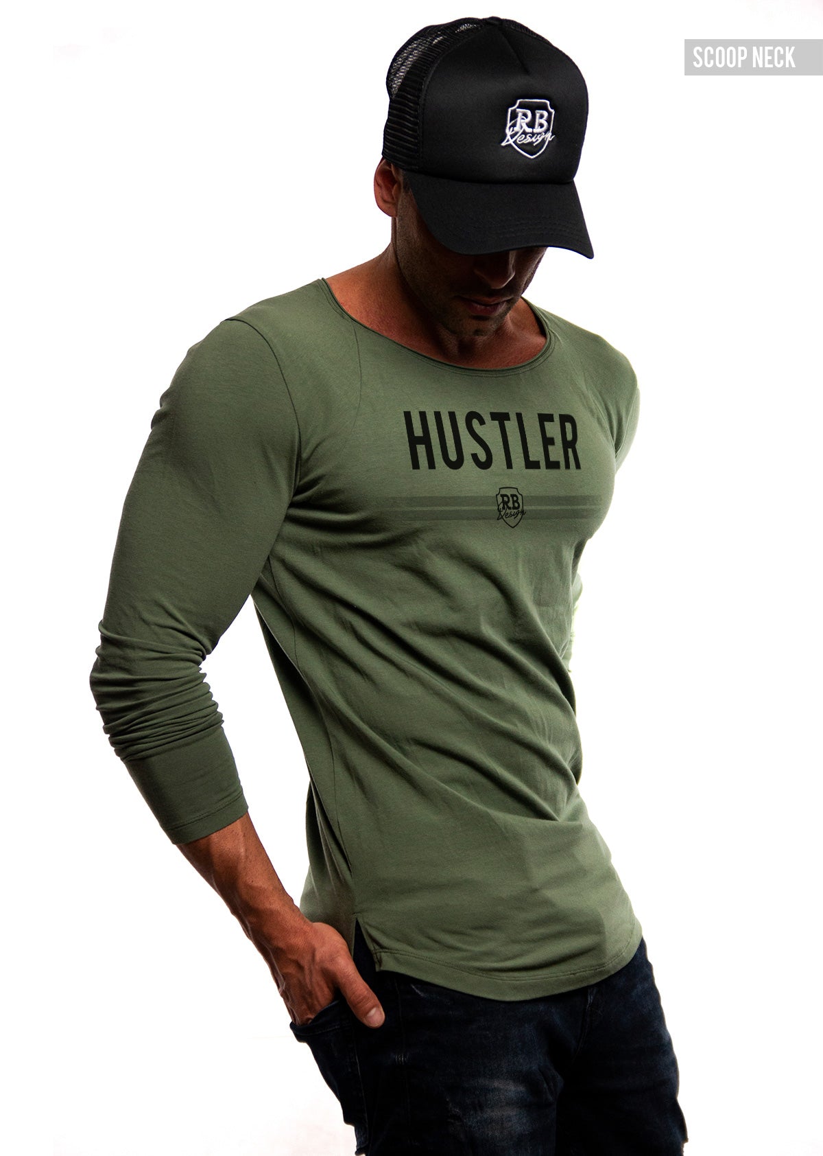 Mens Long Sleeve T-shirt "HUSTLER" MD975