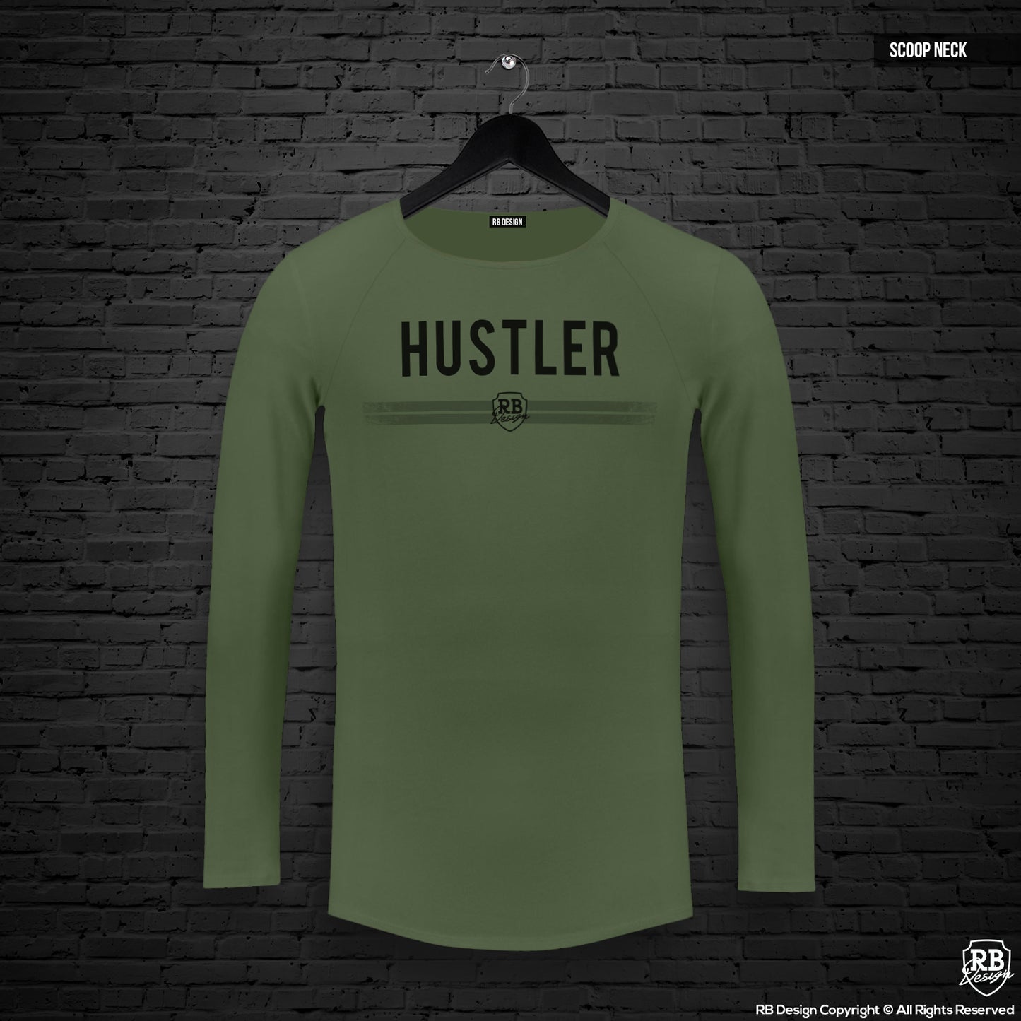 Mens Long Sleeve T-shirt "HUSTLER" MD975