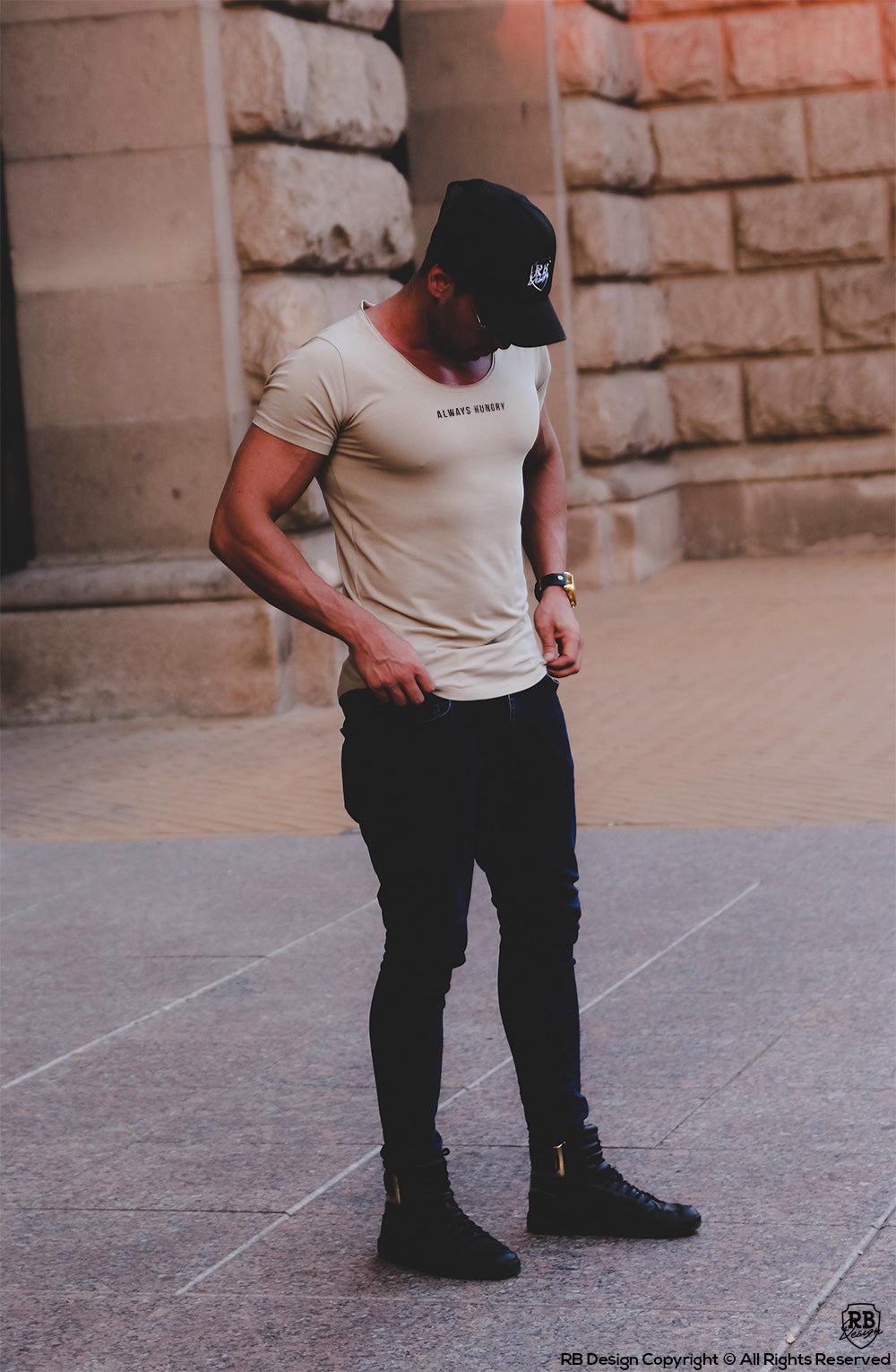 Men's Casual T-shirt Always Hungry Saying Slim Fit Muscle Tee / Color Option / MD916