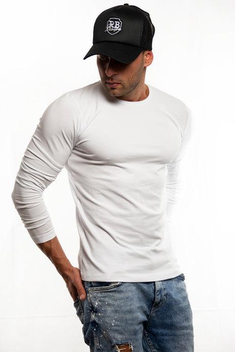 Plain White Crew Neck Long Sleeve T-shirt