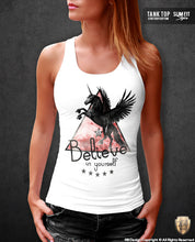 Black Unicorn Women's T-shirt Believe in yourself Cool Slogan Tank Top WD01UR