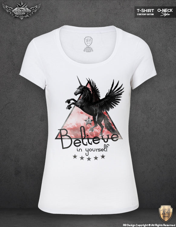 Black Unicorn Women's T-shirt Believe in yourself Cool Slogan Tank Top WD01UR