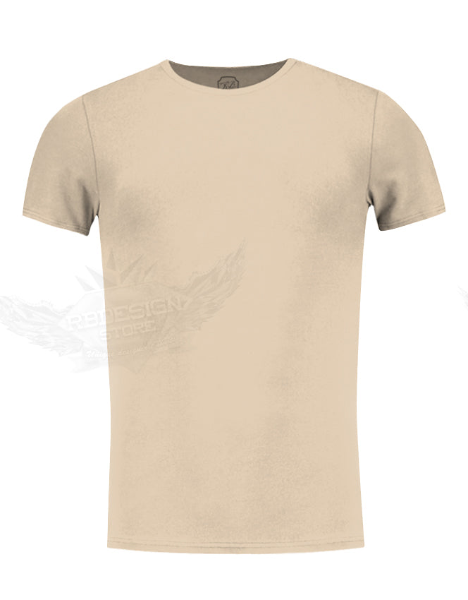 Men's Plain Beige Crew Neck T-shirt - Champagne