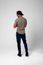 Men's Plain Army Green Scoop Neck T-shirt