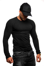 Plain Black Crew Neck Long Sleeve T-shirt