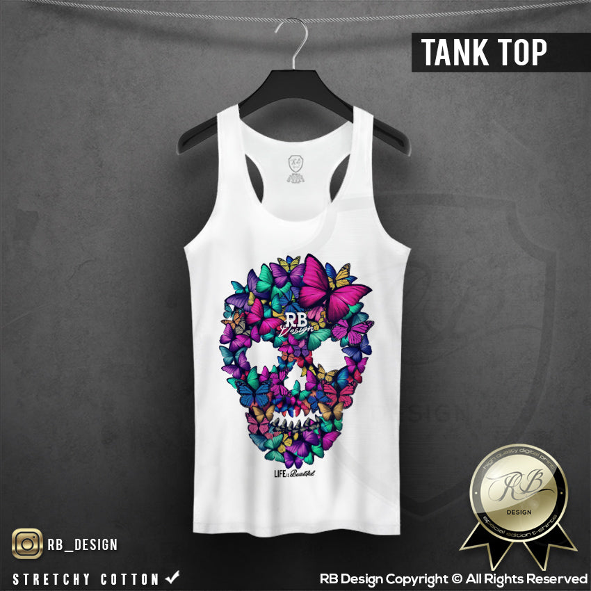 designer butterflies skull t-shirt