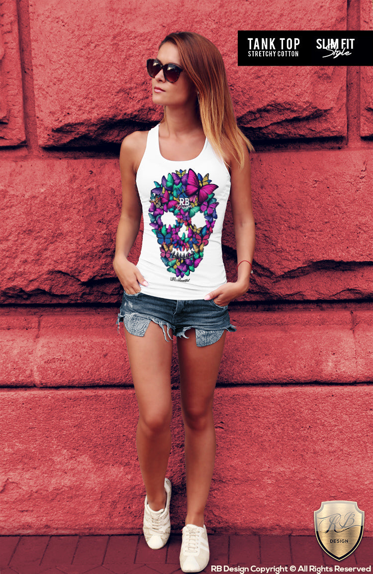 butterfly skull tank top