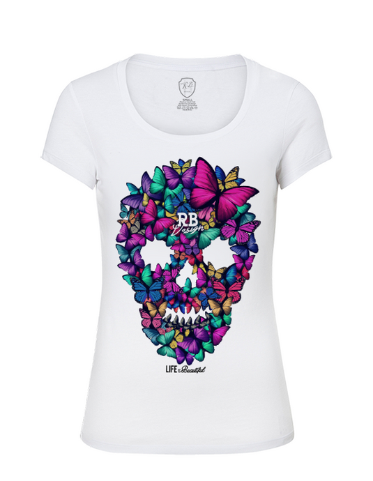 rb design art butterflies skull t-shirt