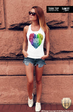 Colorful Feather Heart Womens T-shirt LOVE is Everywhere Slogan RB Design WD046