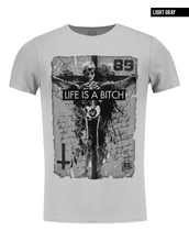 Light Gray Crucified Skeleton T-shirt
