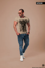 crew neck skeleton beige t-shirt
