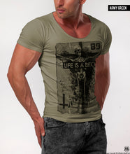 khaki skeleton scoop neck t-shirt