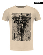 crew neck beige skeleton t-shirt