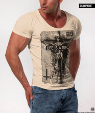 scoop neck beige skeleton t-shirt