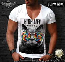 stoned cat male designer deep v neck shirt