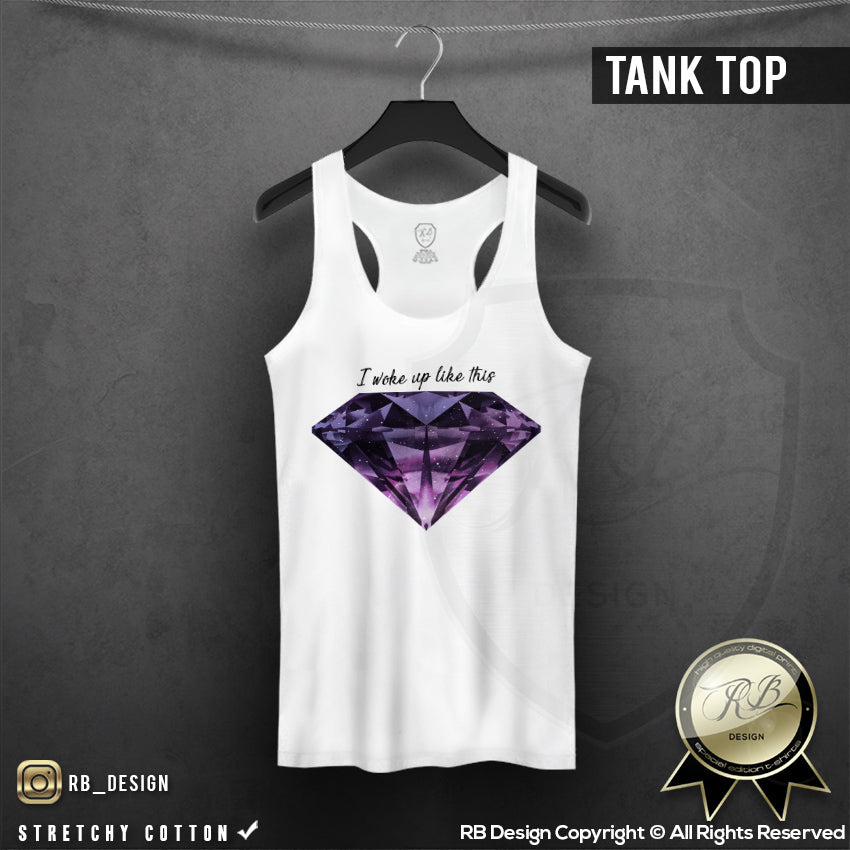 luxury purple diamond graphic tank top