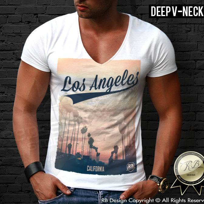 los angeles deep v neck t-shirt