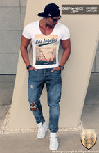 deep v neck graphic t-shirt