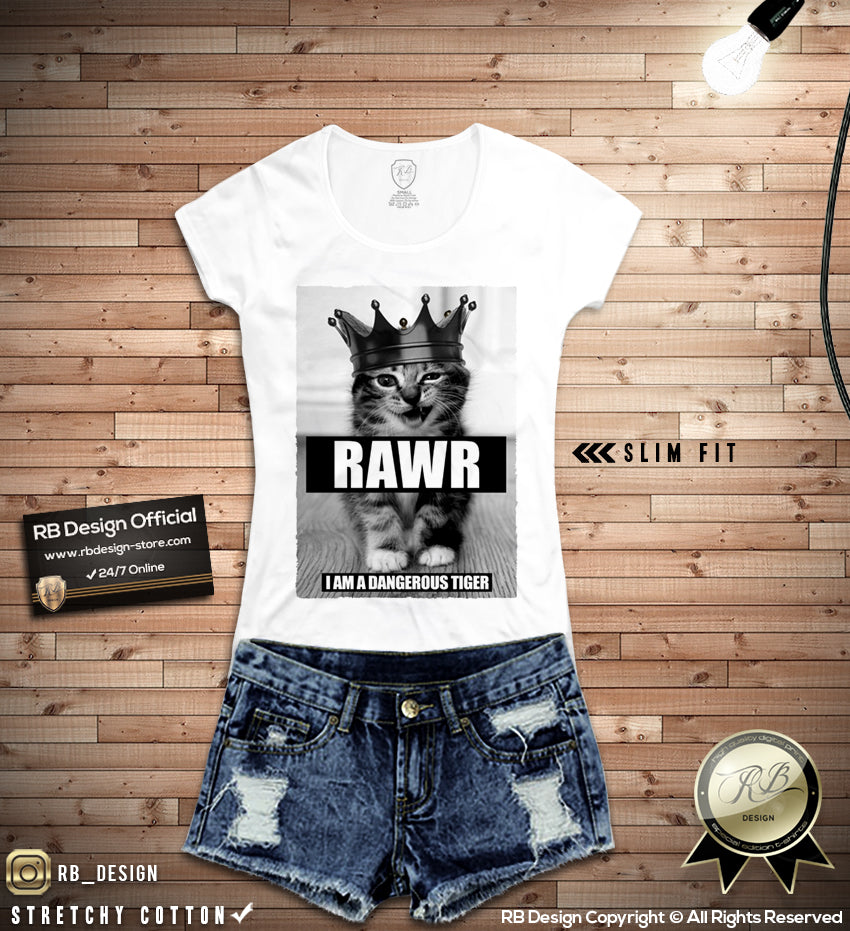 RAWR I Am a Dangerous Tiger Women's Cat T-shirt WD08